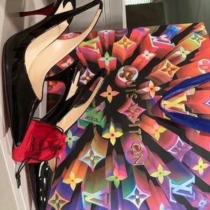Christian Louboutin black patent slings